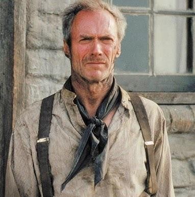 Clint Eastwood w ujęciu średnim, zamyślony, ukazujący jego doświadczenie jako filmowca, z subtelnym tłem nawiązującym do planu filmowego lub natury.