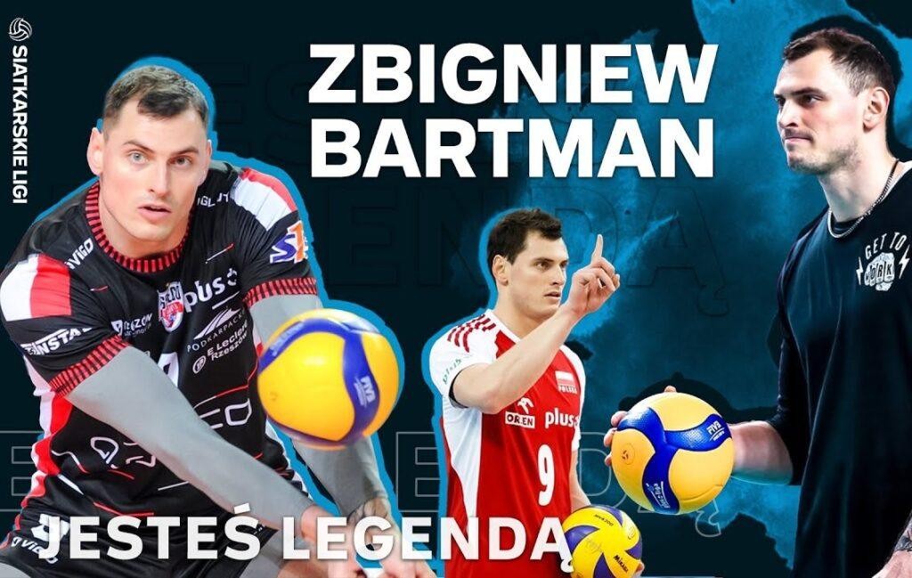 Zbigniew Bartman: dynamiczne ujęcie w akcji, łączące elementy siatkówki (atak/skok) i MMA (kopnięcie/uderzenie), podkreślające jego atletyzm i wszechstronność.